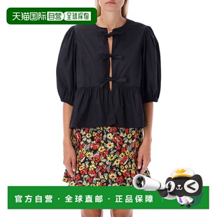 AW2022 F73646479099 黑色 Cotton blouse GANNI poplin 女士衬衫