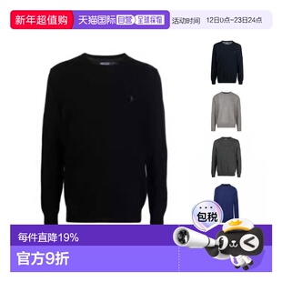 Polo Ralph Lauren拉夫劳伦男款刺绣简约针织羊毛衫黑色毛衣