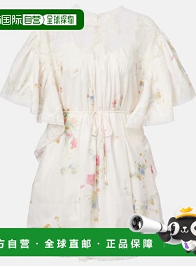 1h可退 潮奢 ZIMMERMANN 女士 Lucky 蕾丝边亚麻迷你连衣裙