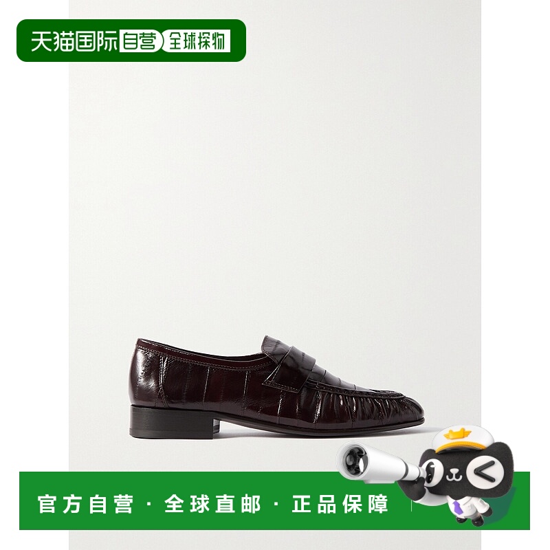 1h可退 潮奢 The Row 女士 褶皱亮面皮革乐福鞋 F1280E17B