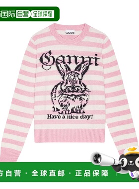 GANNI 女士针织衫 K2426065 SS2025 粉红色 Bunny Wool Crewneck