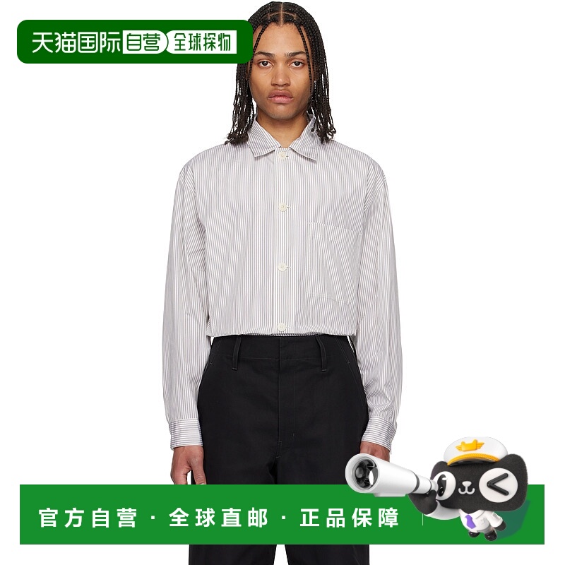 1h可退 潮奢 Lemaire 男士 白色 & 灰褐色 Pyjama 衬衫 SH1177LF1
