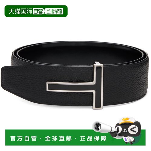 Tom Ford 汤姆 福特 男士 黑色 Leather Enamel Buckle T 双面腰