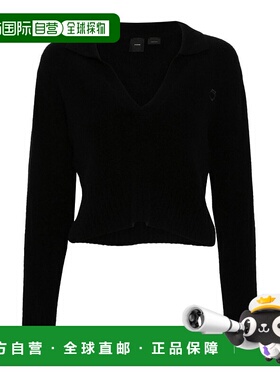 PINKO 女士针织毛衣 103978A22CZ99 AW2024 黑色 `Profumo` Polo-
