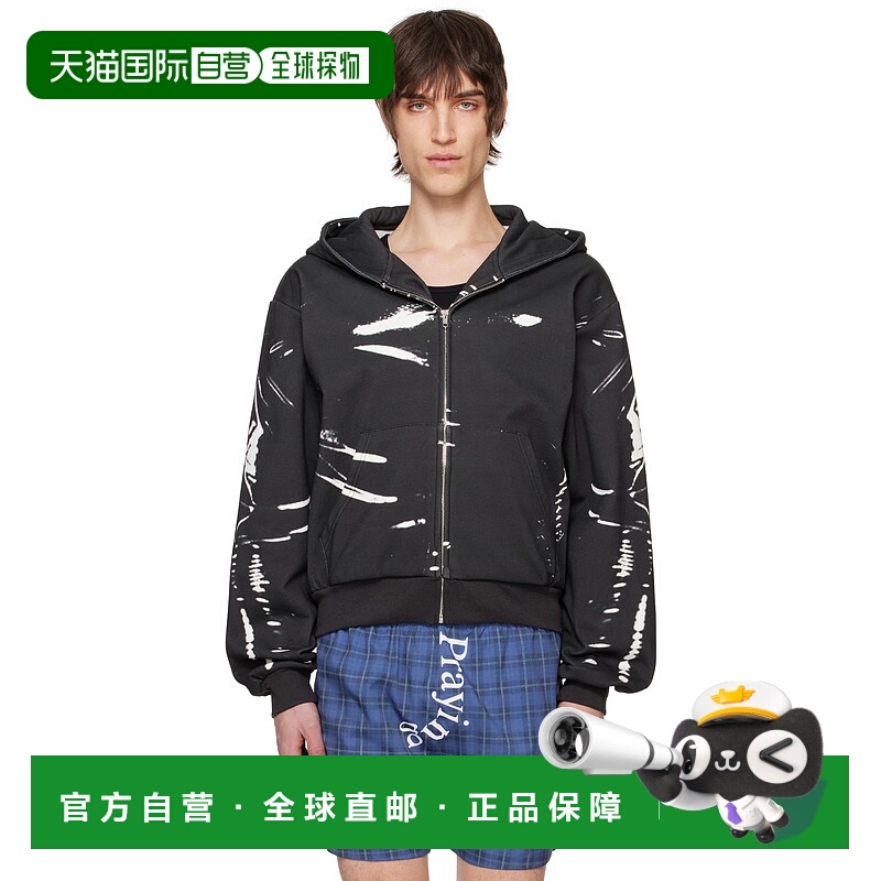 1h可退 潮奢 Praying 男士 黑色 Latex Printed 连帽衫 PRAY24028