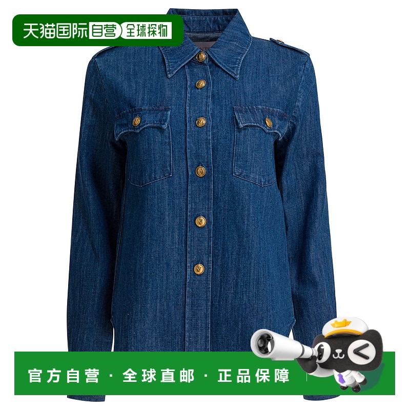 1h可退 VALENTINO 女士衬衫 6B3DB02X94C558BLUE AW2025