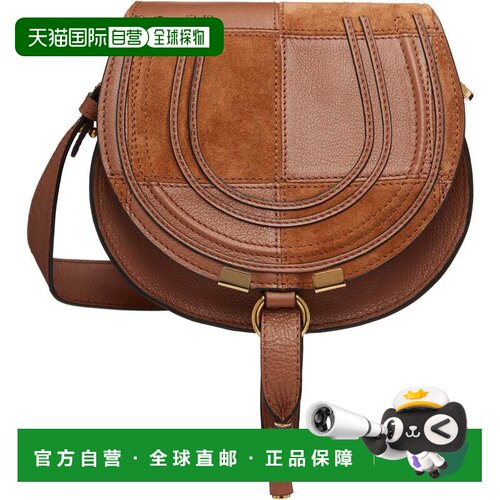 Chloe 蔻依 女士 棕色小号 Grained & Suede Leather Marcie Sadd