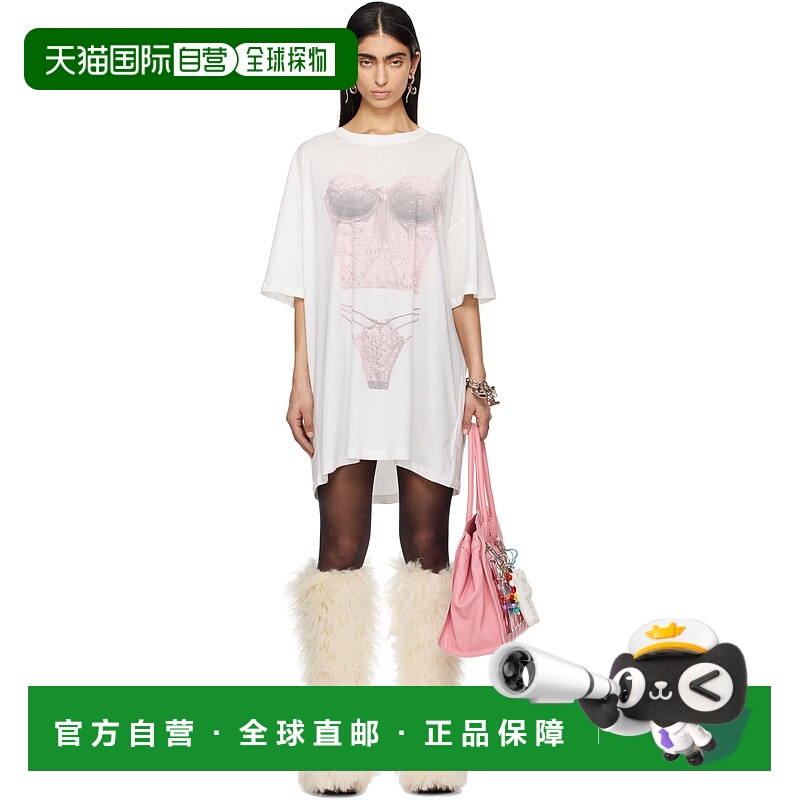 1h可退 潮奢 Vaquera 女士 白色 Trompe L'Oeil Tall T 恤 VAQ09T