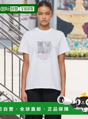 1h可退 潮奢 GANNI 甘尼 女士 白色 Basic Jersey Kittens Relaxe