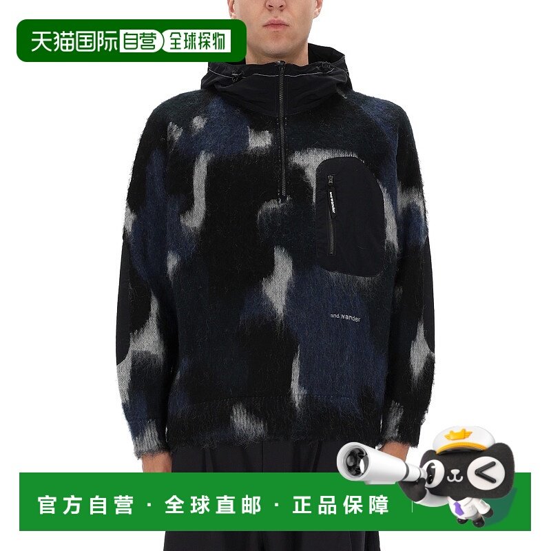 1h可退 潮奢 And Wander 男士 拉链连帽毛衣 5745284063