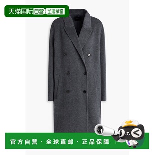 1h可退 潮奢 THEORY 希尔瑞 女士 双排扣羊毛羊绒混纺毛毡大衣 O0