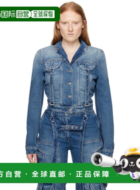 1h可退 潮奢 off-white 女士 蓝色 Cargo 牛仔夹克 OWYE052C99DEN