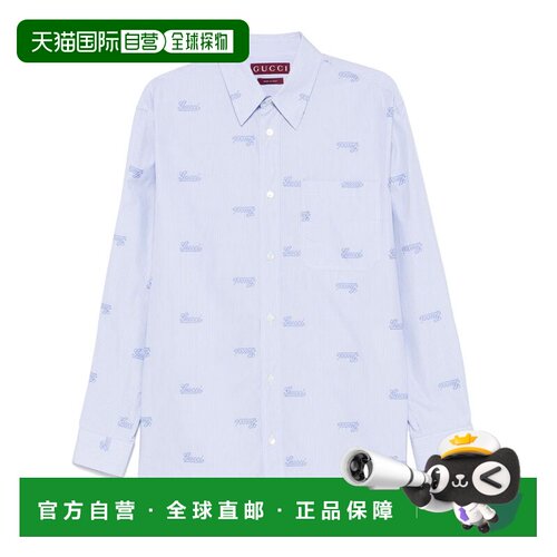 GUCCI 男士衬衫 814715Z7AHK4421 SS2025 蓝色 刺【付后1h可退】