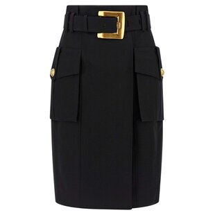 潮奢 华达呢裹身中长裙 Balmain 女士 FF1LC270CF6 巴尔曼 1h可退