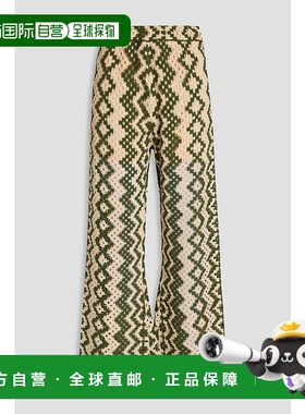 1h可退 潮奢 Sandro 女士 钩花棉混纺阔腿裤 SFPPA01160ECRUOLIVE