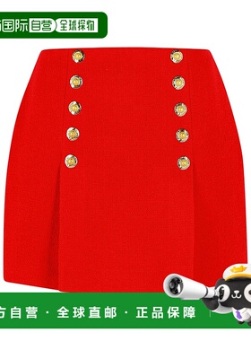 BALMAIN 女士半身裙 FF1LBA89WD033AC AW2025 红色 侧拉链半身裙