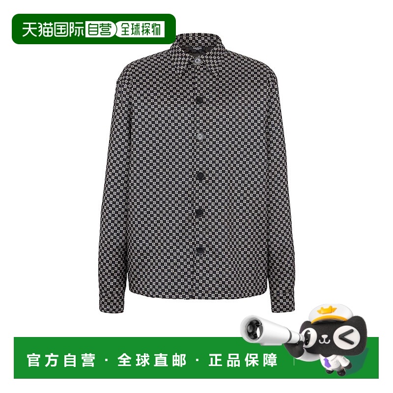1h可退 BALMAIN 男士衬衫 CH1HS168XI20EDK SS2024 黑色 徽标衬衫