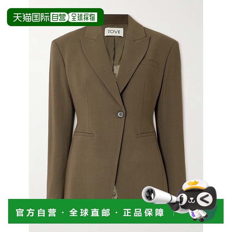 1h可退 潮奢 TOVE 女士 Elda 绉纱西装外套 TVJ048DLVDARKOLIVE