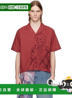 1h可退 潮奢 KidSuper 男士 红色 Hand Stitched Woman 衬衫 SS25