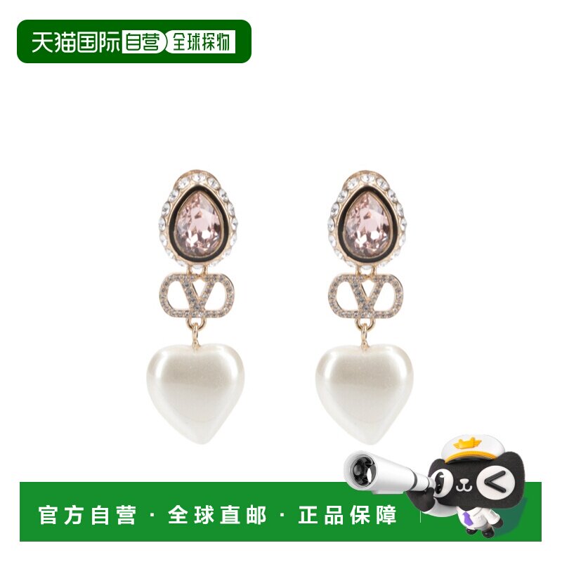 VALENTINO 女士耳饰 WJ0BT0NBS3DW SS2026 白色心形吊坠 耳扣耳环