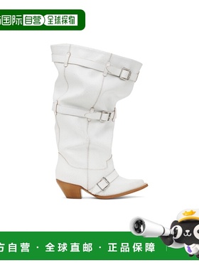 R13 女士高跟鞋 R13WS114S209A SS2025 白色 尖头长筒靴