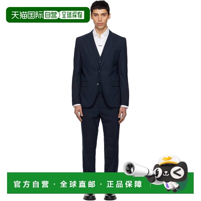 潮奢 boss 雨果 男士 海军蓝 Three-Piece Extra-Slim-Fit Stretc