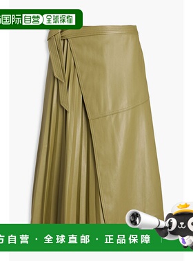 1h可退 潮奢 Simkhai 女士 Mar 褶裥皮革中长半身裙 4233039VNORI