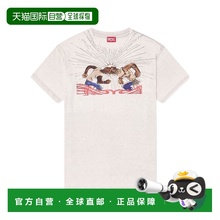 DIESEL 男士T恤 A196600PLBQ9BZ AW2025 白色 图案印花T恤男装