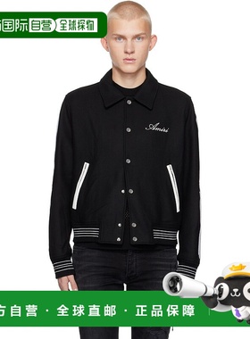 1h可退 潮奢 AMIRI 男士 黑色 Bones 棒球夹克 AMOUVY1007