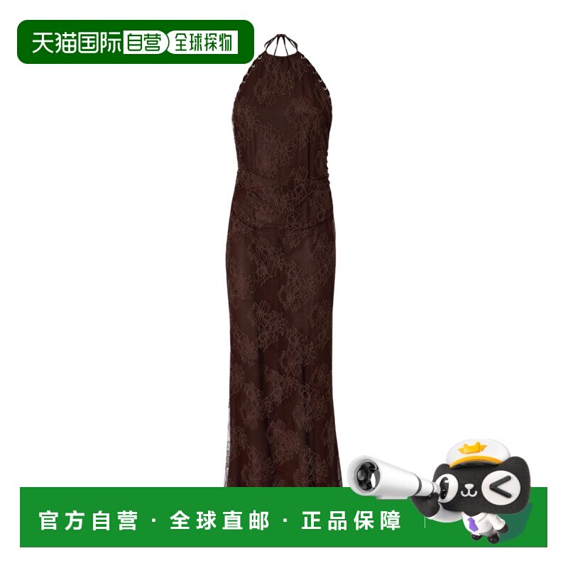 PINKO 女士连衣裙 107532A3GZL72 AW2026 棕色 蕾丝长款吊带裙图片