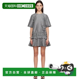 1h可退 潮奢 GANNI 甘尼 女士 黑色 & 白色 Crinkled Check 连衣