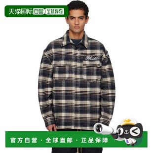 1h可退 潮奢 Rhude 男士 海军蓝 & 驼色 Script Flannel 衬衫 RHF