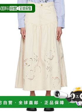 1h可退 潮奢 GANNI 甘尼 女士 灰白色 Broderie Anglaise Denim