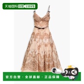 潮奢 ZIMMERMANN 女士 1h可退 束带剪口亚麻真丝混纺中长连衣裙