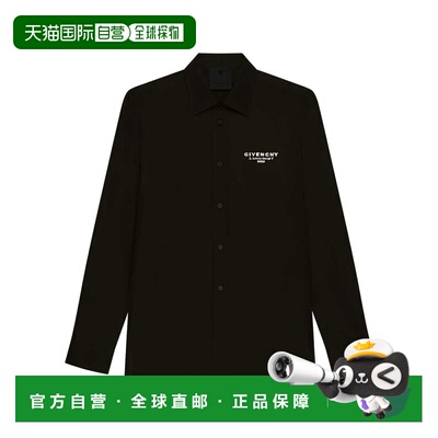 GIVENCHY 男士衬衫 BM616M14M6001 AW2025 男装黑色长袖衬衫