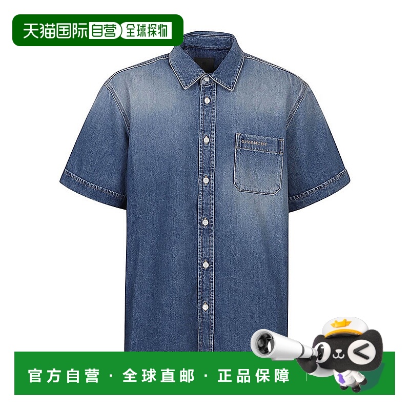 1h可退 潮奢 Givenchy 纪梵希 男士 蓝色褪色牛仔衬衫 BM60ZZ5Y99