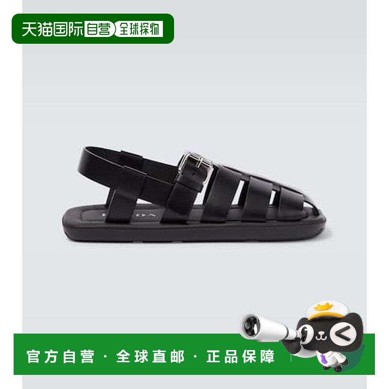 1h可退 潮奢 Prada 普拉达 男士 皮质凉鞋 black黑色 舒适时尚