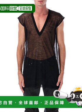 RICK OWENS 男士T恤  RU02E1230JWR09 AW2025黑色背心