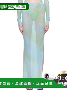 1h可退 潮奢 off-white 女士 蓝色扎染半身裙 OWHL027S23KNI00140