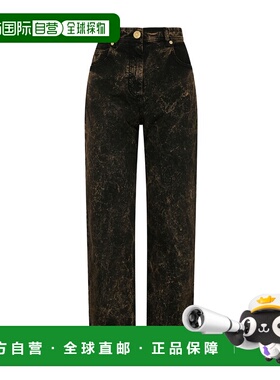 BALMAIN 女士牛仔裤 AF0MI020DD29EFM AW2023 黑色 徽标牛仔裤