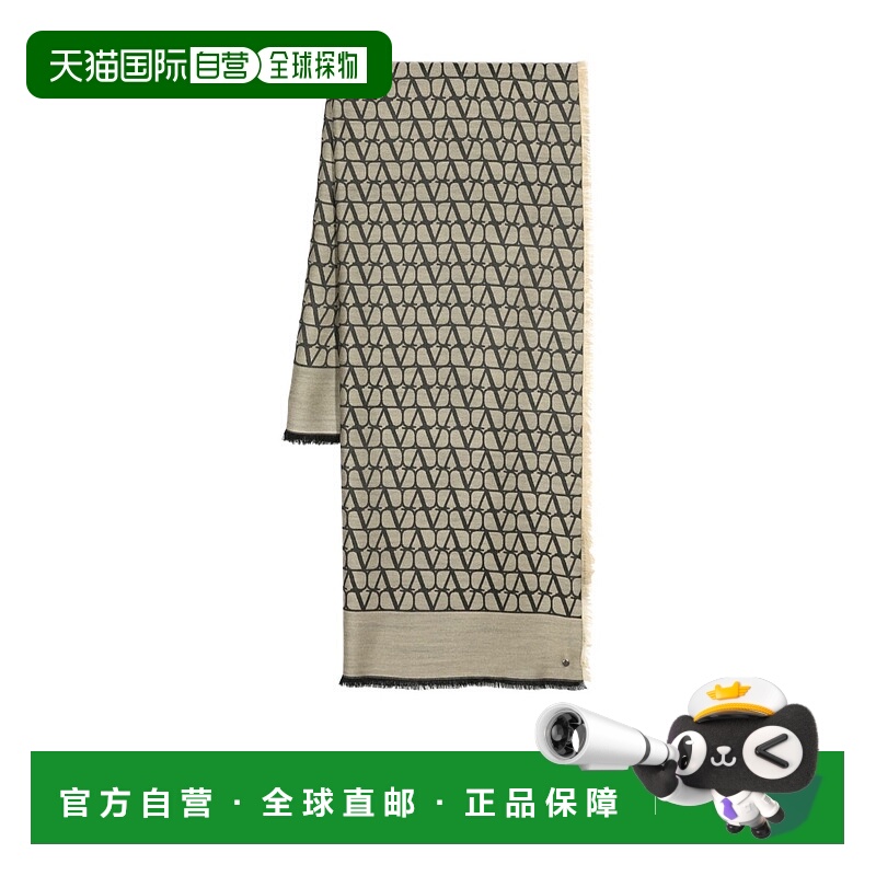 1h可退 VALENTINO 男士围巾 3Y2EB030VTHE21 AW2023 黑色 提花围