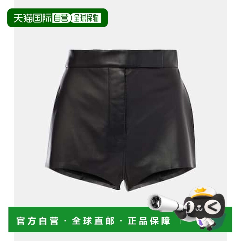 1h可退 潮奢 ALEX PERRY 女士 高腰皮革短裤 black黑色 舒适时尚