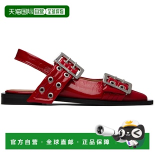1h可退 潮奢 GANNI 甘尼 女士 红色 Feminine Buckle 芭蕾鞋 S284