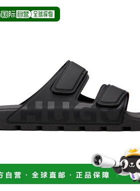 1h可退 潮奢 boss 雨果 男士 黑色 Logo Double Touch 凉鞋 50542