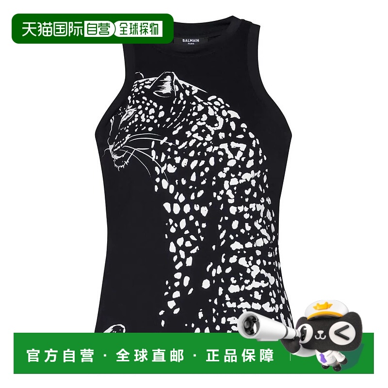 1h可退 BALMAIN 女士T恤 FF0EB010GF15 AW2025 黑色 Balmain Leop