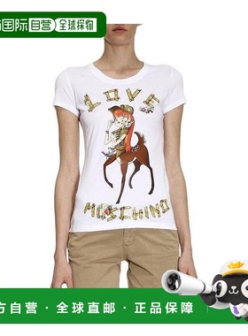 1h可退 MOSCHINO 女士衬衫 W4B193RE1698A00 SS2022 白色 印花T恤