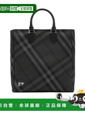 BURBERRY 男士斜挎包 80973551 AW2024 黑色 Grid 托特包手提包