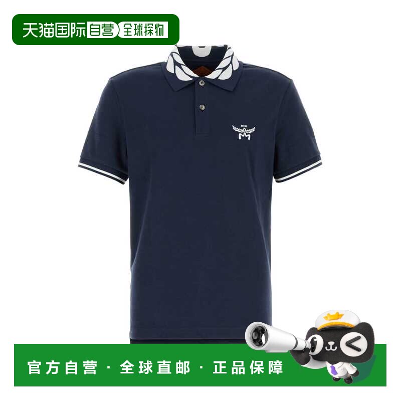 MCM 男士针织毛衣 MHTFSMM17VD SS2025 蓝色 短袖Polo衫针织衫