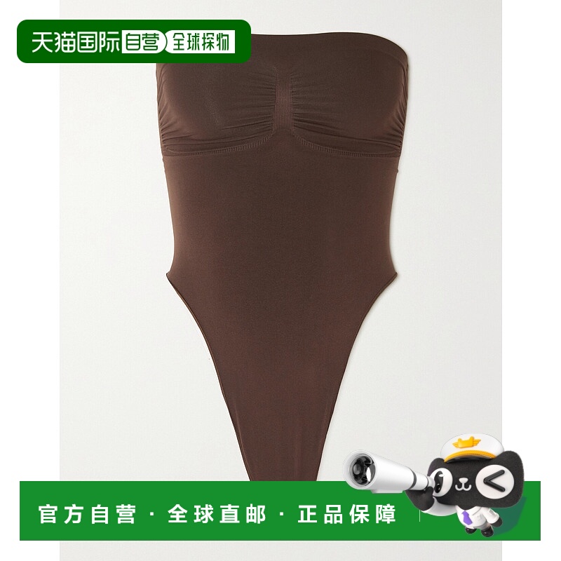 1h可退 潮奢 SKIMS 女士 Sculpt Thong 无缝无肩带深褐色连体衣 B