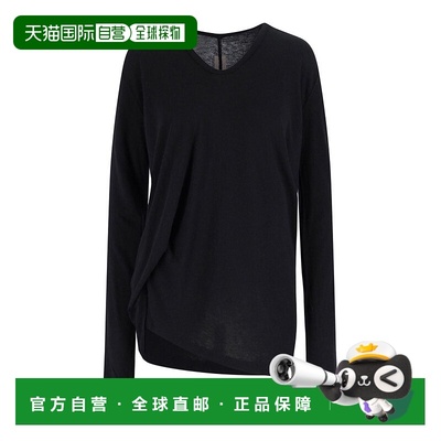 RICK OWENS 女士T恤 RP02E4265JR09 AW2025 黑色 Asymmetrical sh